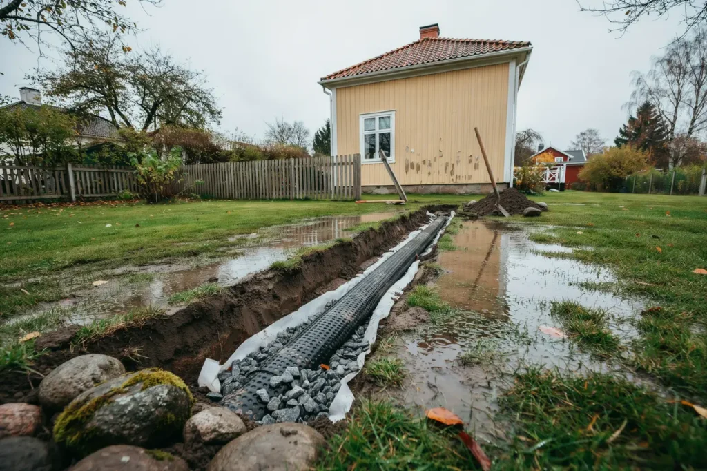 dikning och markavvattning p villatomten s leder du bort vatten och skyddar marken l ngsiktigt